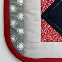 Red and Gray Quilted Potholder Set, Handmade Hot Pads