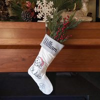 Personalized Christmas Stocking, Embroidered with Puppy and Your Choice of Name