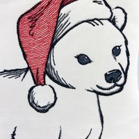 Personalized Christmas Stocking, Embroidered with Bear in Santa Hat and Your Choice of Name