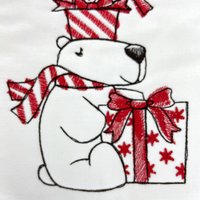 Personalized Christmas Stocking, Embroidered with Bear and Penguin and Your Choice of Name
