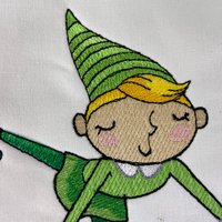 Personalized Christmas Stocking, Embroidered Elf on Bike, Handmade Cotton