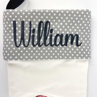 Personalized Christmas Stocking, Embroidered with Puppy and Your Choice of Name