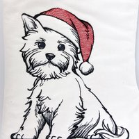 Personalized Christmas Stocking, Embroidered with Puppy and Your Choice of Name