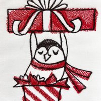 Personalized Christmas Stocking, Embroidered with Bear and Penguin and Your Choice of Name