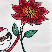 Personalized Embroidered Christmas Stocking, Girl and Poinsettia, Keepsake Family Stocking