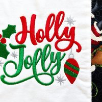 Embroidered Christmas Mug Rug, Holiday Snack Placemat
