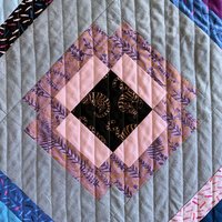 Handmade Quilt, Modern Patchwork, Vibrant Colors, Pinks and Purples, 54 X 63