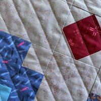 Handmade Quilt, Modern Patchwork, Vibrant Colors, Pinks and Purples, 54 X 63