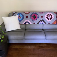 Handmade Quilt, Modern Patchwork, Vibrant Colors, Pinks and Purples, 54 X 63