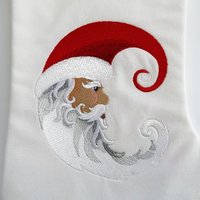 Personalized Christmas Stocking, Embroidered Santa Moon and Star
