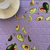 Handmade Purple Avocado Placemats, Hexagon Table Mats, Set of Two