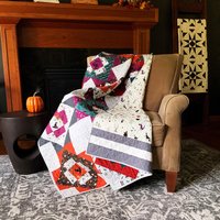 Halloween Quilt, Modern Handmade Throw Quilt, Perfect for Fall Holiday Home Decor, 48 X 64