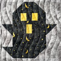 Handmade Quilt, Halloween, Modern Ghost Throw, Spooky Fall Decor, 62 X 64