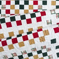 Handmade Christmas Quilt, Christmas Holiday Colors, Large Throw, 55 X 72