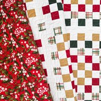 Handmade Christmas Quilt, Christmas Holiday Colors, Large Throw, 55 X 72