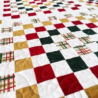 Handmade Christmas Quilt, Christmas Holiday Colors, Large Throw, 55 X 72