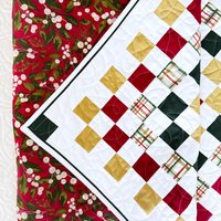 Handmade Christmas Quilt, Christmas Holiday Colors, Large Throw, 55 X 72