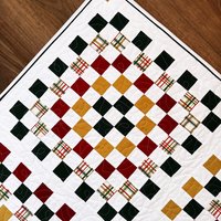 Handmade Christmas Quilt, Christmas Holiday Colors, Large Throw, 55 X 72