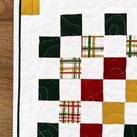 Handmade Christmas Quilt, Christmas Holiday Colors, Large Throw, 55 X 72