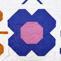 Handmade Patchwork Quilt, Flowers and Ladybugs, Modern Spring Throw, 58 X 68