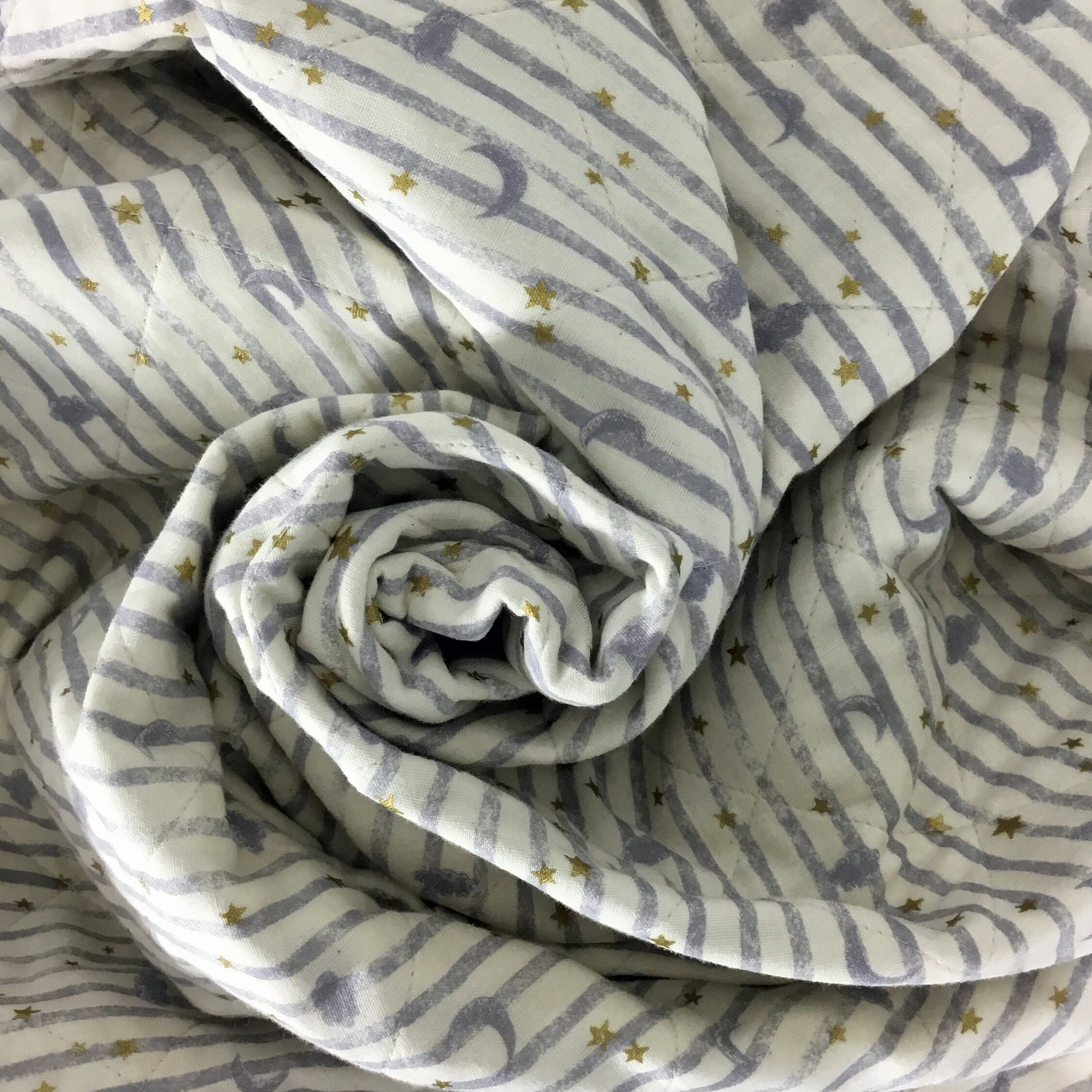Baby Quilt, Lightweight Reversible Cotton Quilt, Perfect for Stroller, Blanket with Moon and Stars, 34 X 42