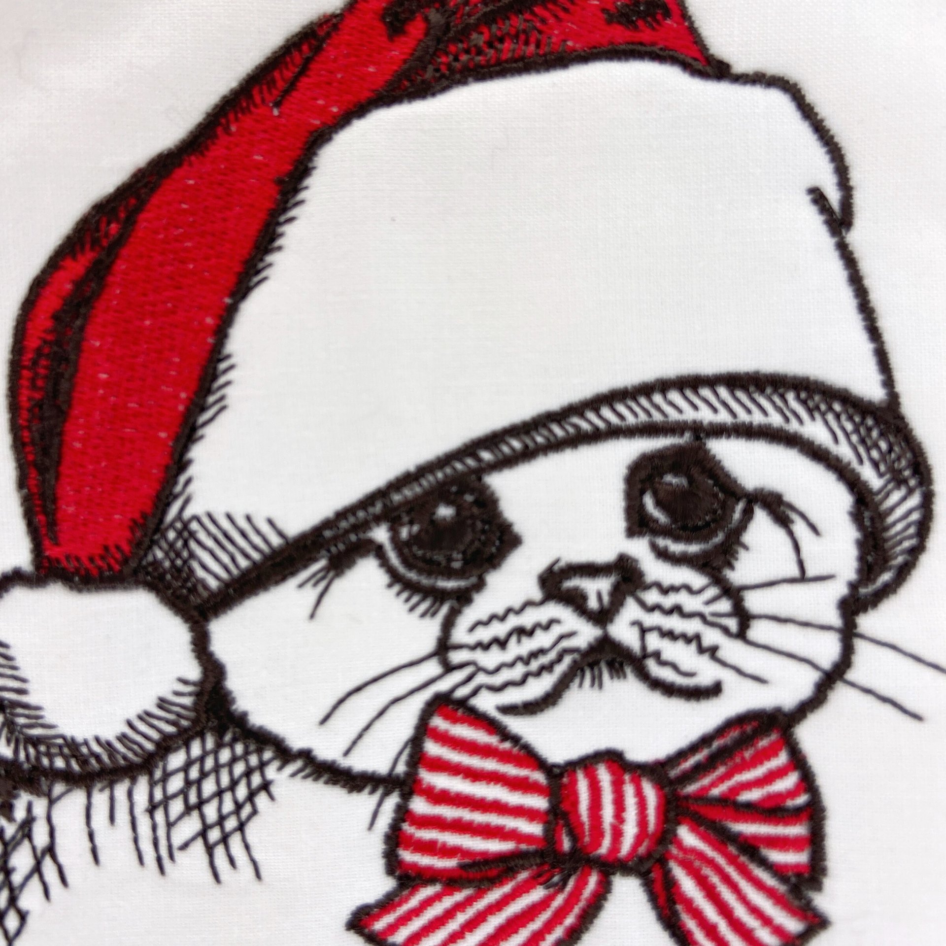 Personalized Christmas Stocking, Embroidered with Sweet Kitten and Your Choice of Name