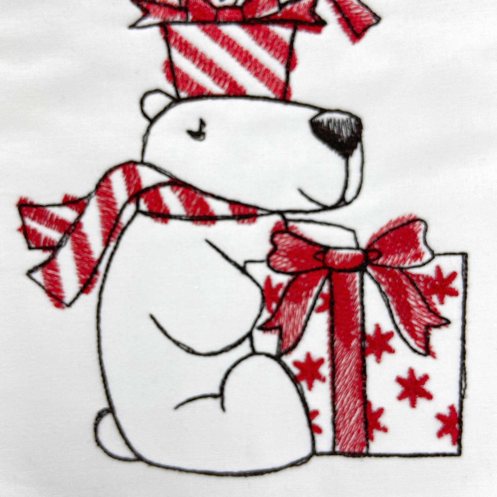 Personalized Christmas Stocking, Embroidered with Bear and Penguin and Your Choice of Name
