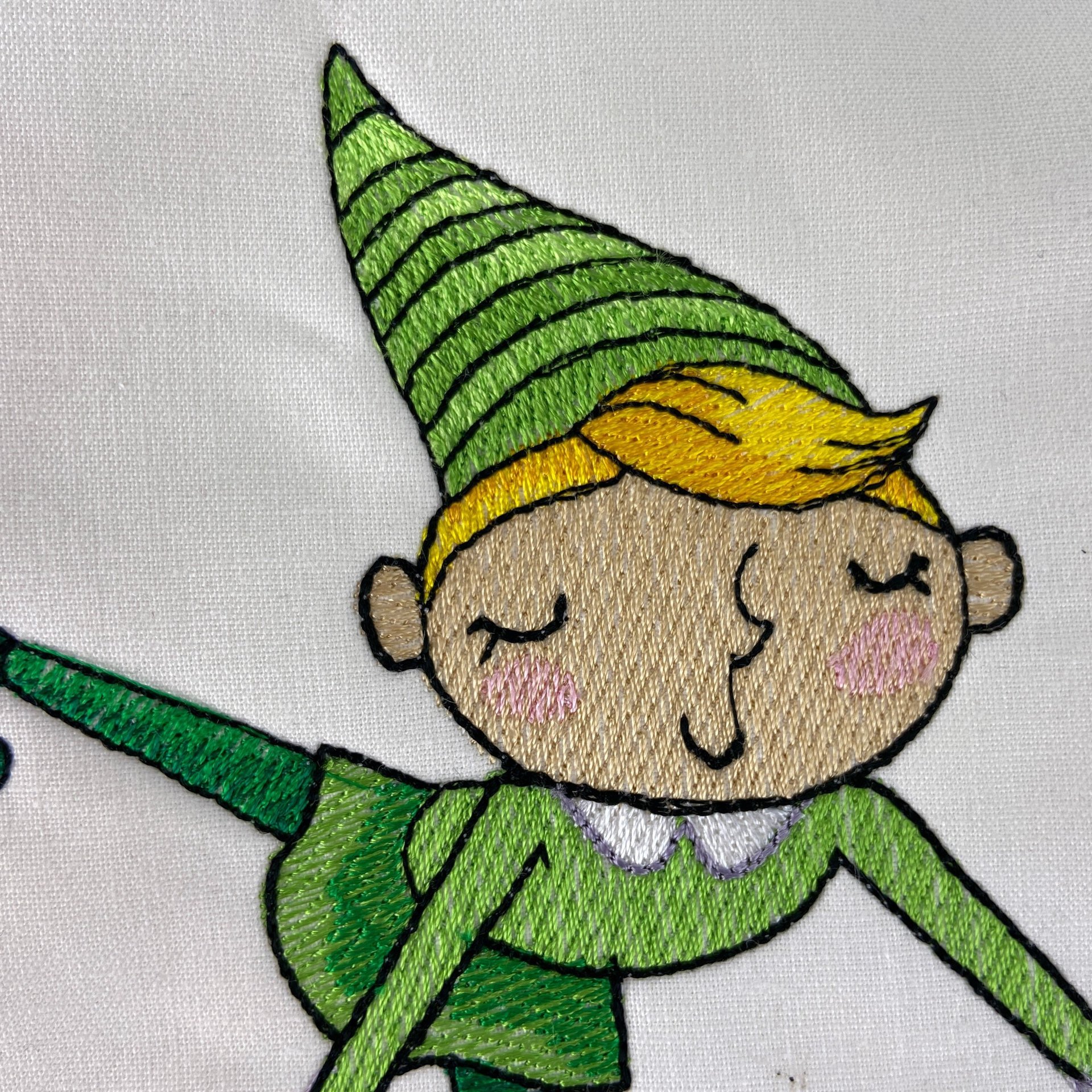 Personalized Christmas Stocking, Embroidered Elf on Bike, Handmade Cotton
