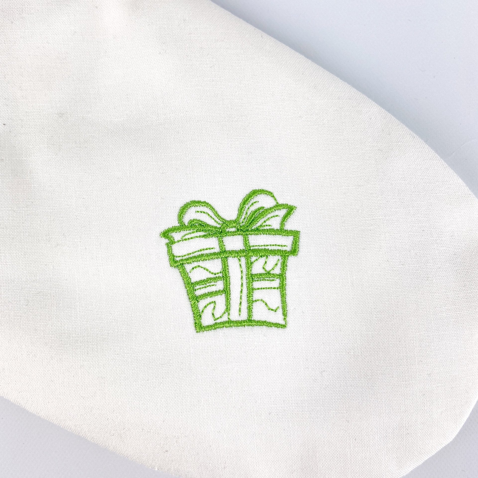 Personalized Christmas Stocking, Embroidered Elf on Bike, Handmade Cotton