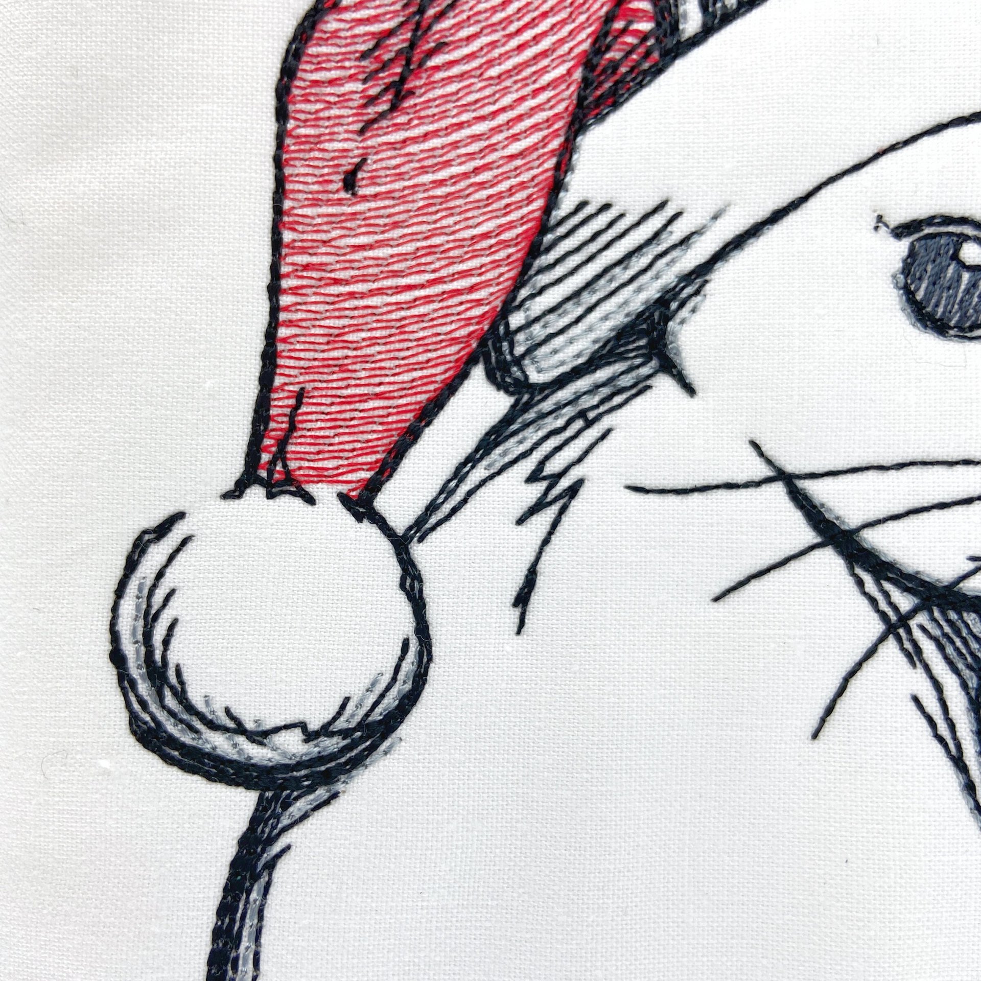 Personalized Christmas Stocking, Embroidered with Bunny and Santa Hat and Your Choice of Name