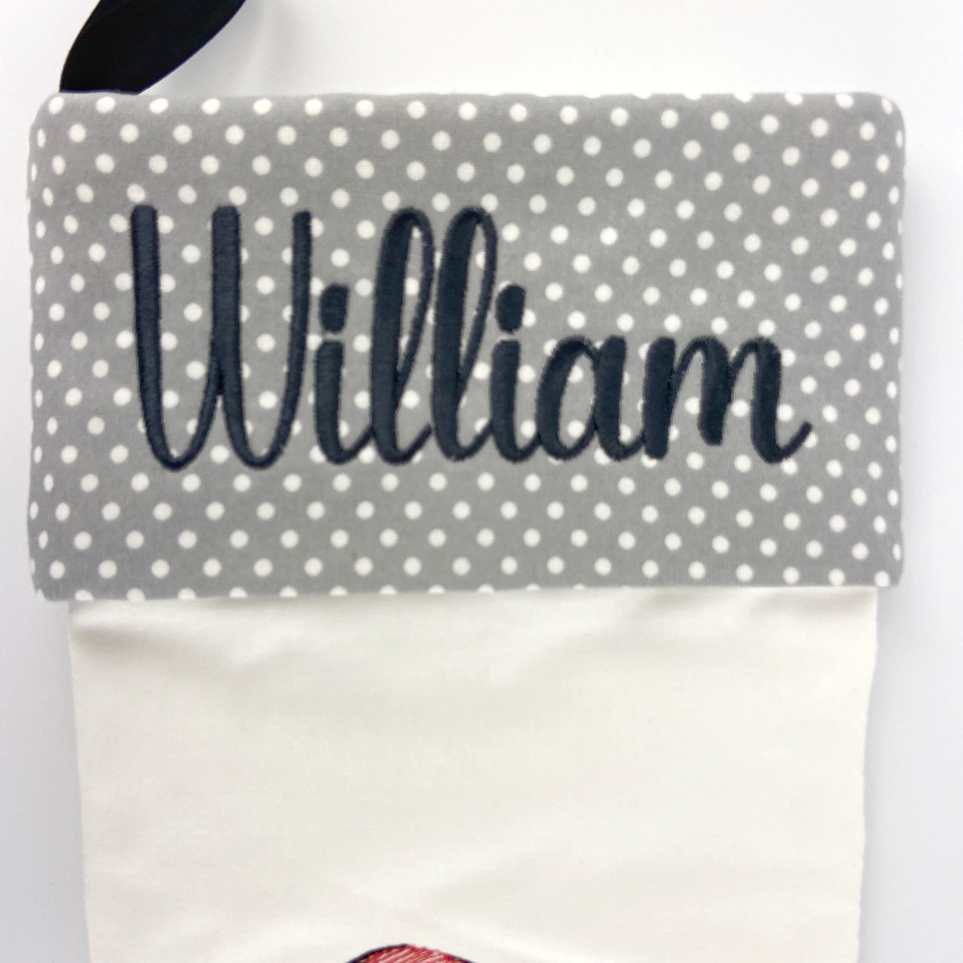 Personalized Christmas Stocking, Embroidered with Puppy and Your Choice of Name
