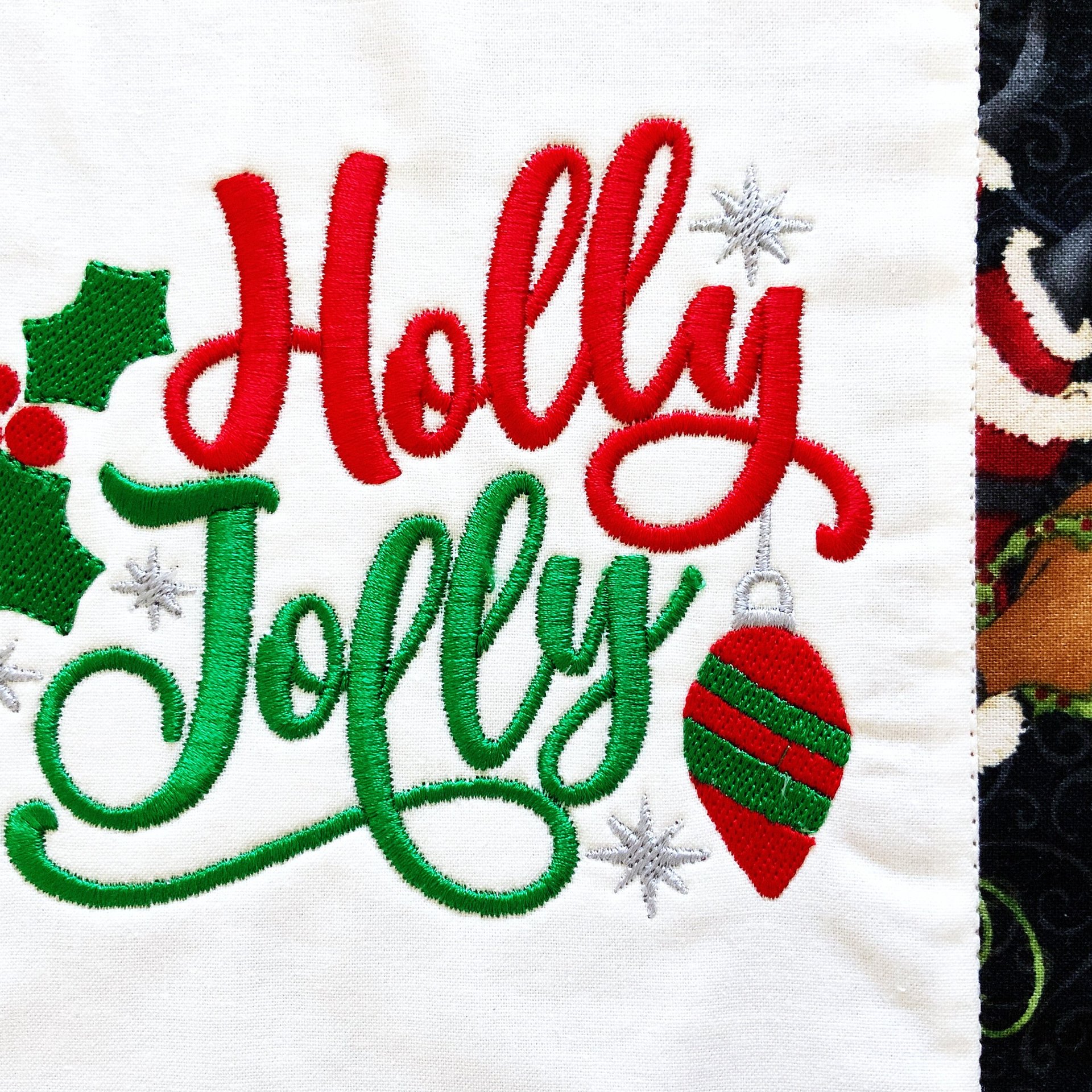 Embroidered Christmas Mug Rug, Holiday Snack Placemat