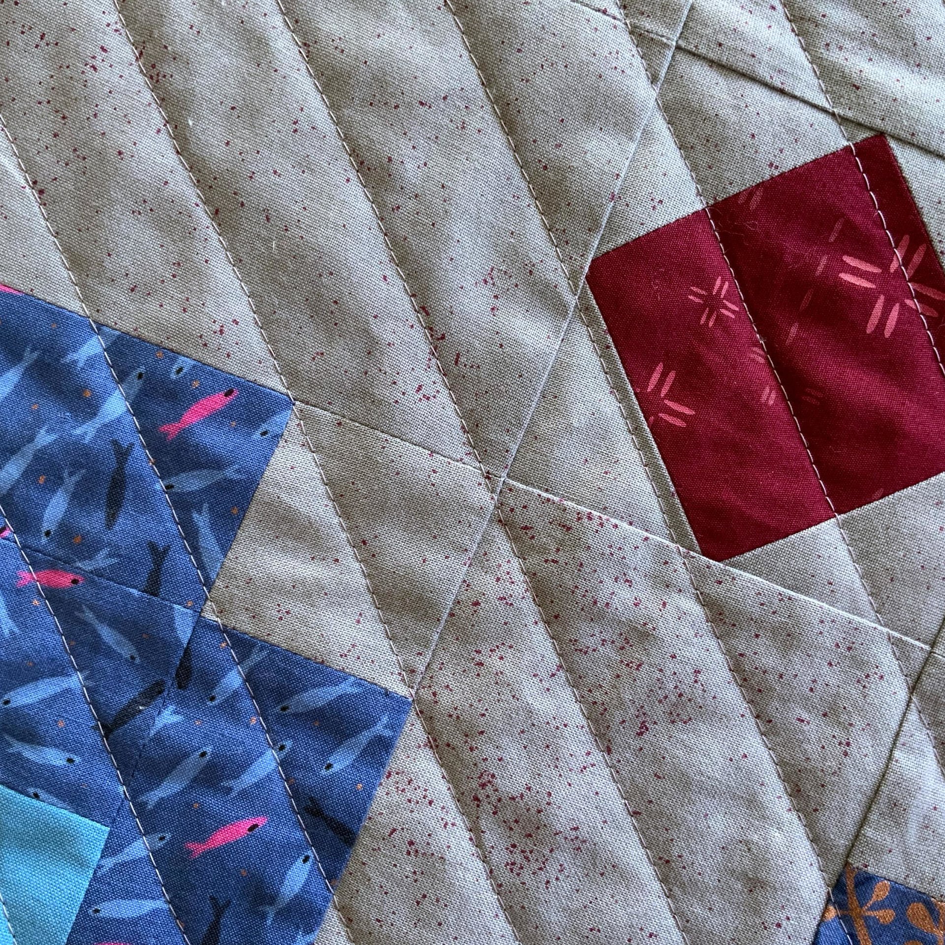 Handmade Quilt, Modern Patchwork, Vibrant Colors, Pinks and Purples, 54 X 63