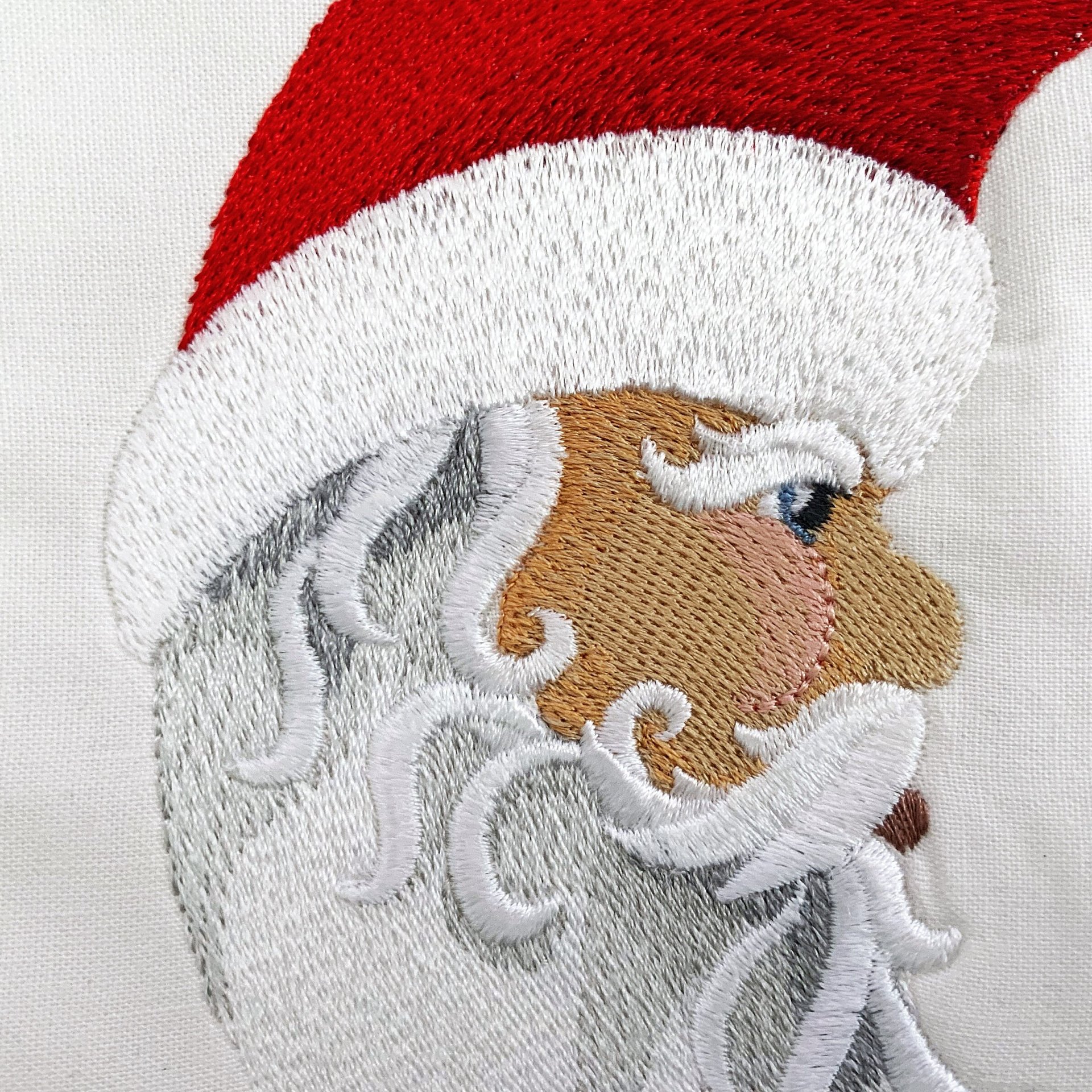 Personalized Christmas Stocking, Embroidered Santa Moon and Star