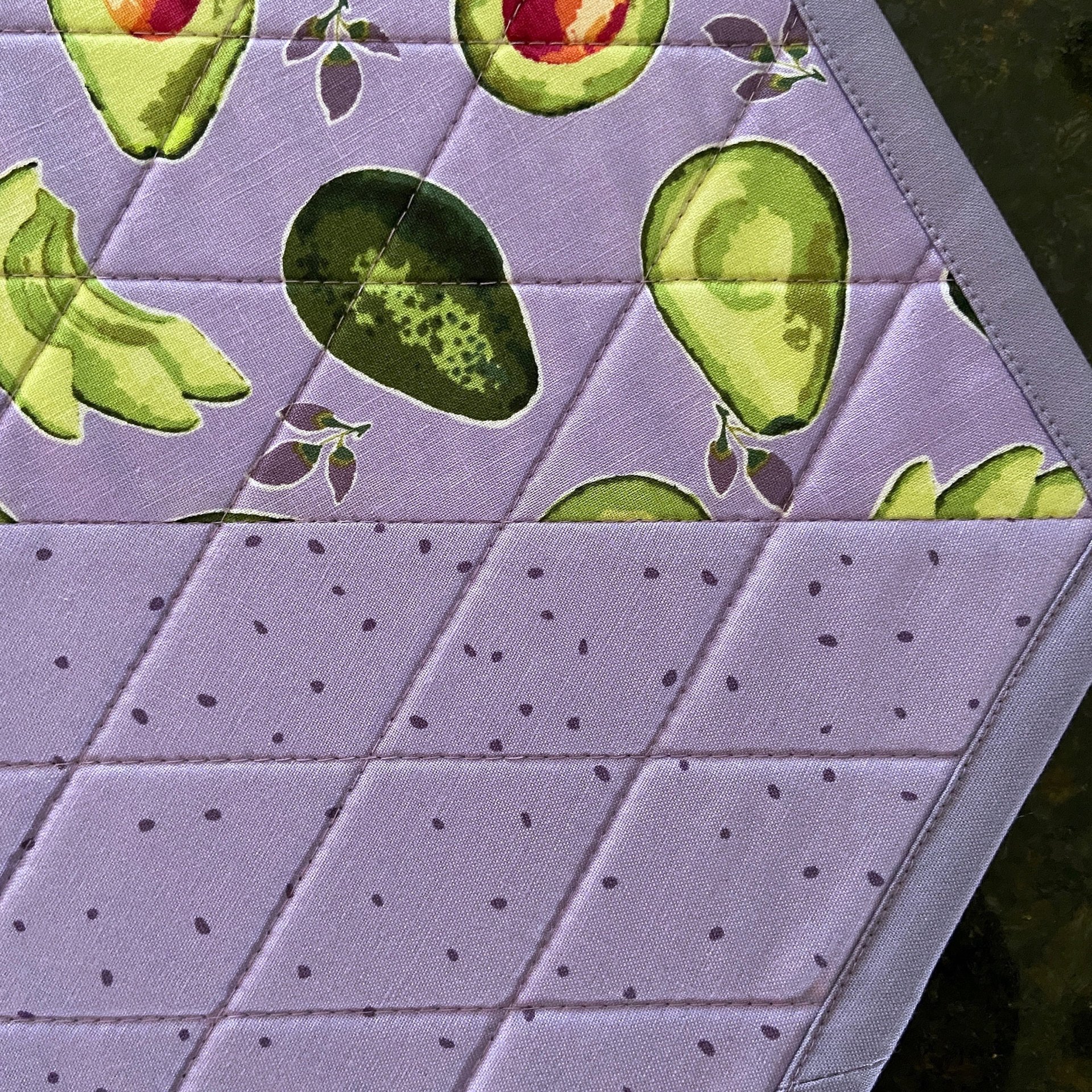 Handmade Purple Avocado Placemats, Hexagon Table Mats, Set of Two