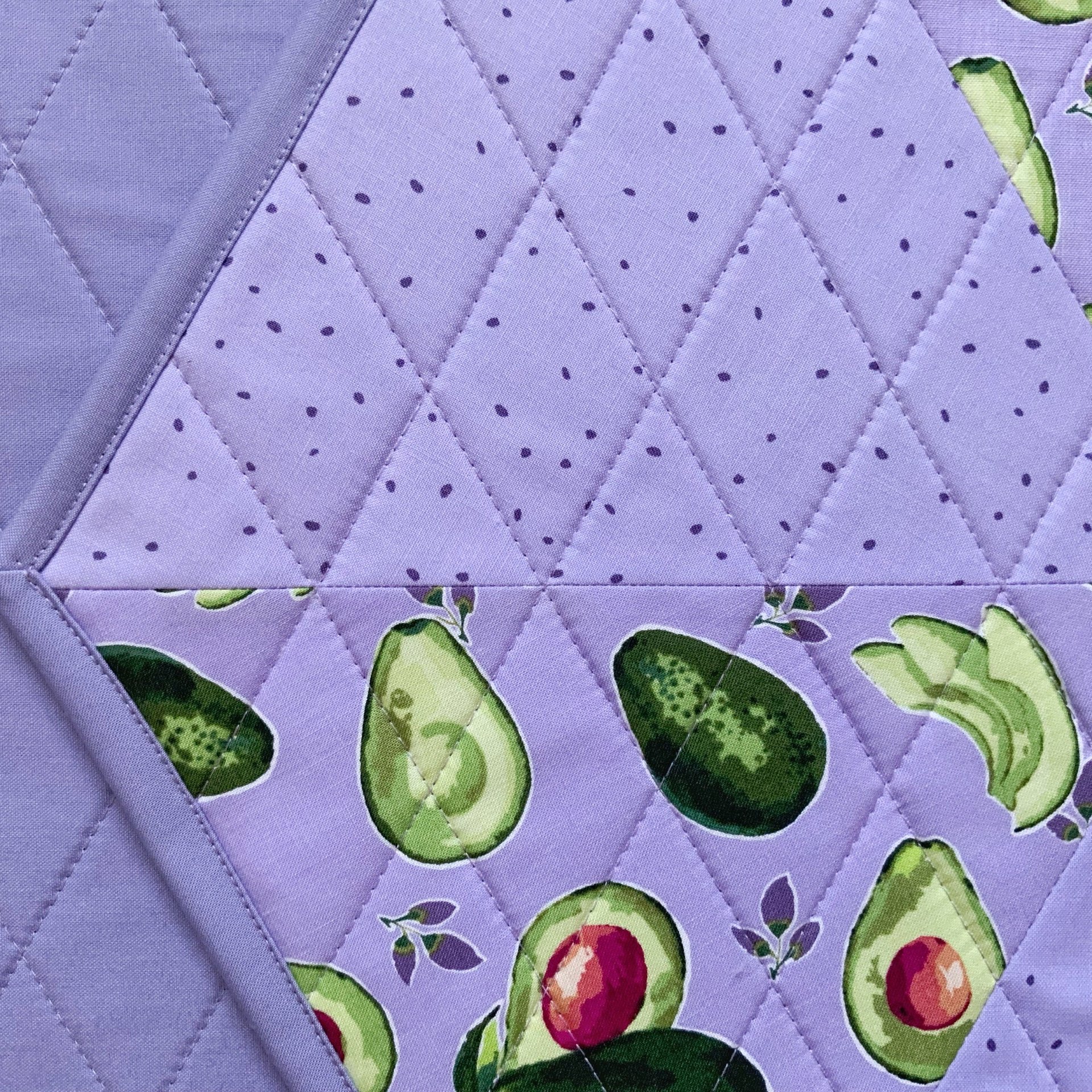 Handmade Purple Avocado Placemats, Hexagon Table Mats, Set of Two