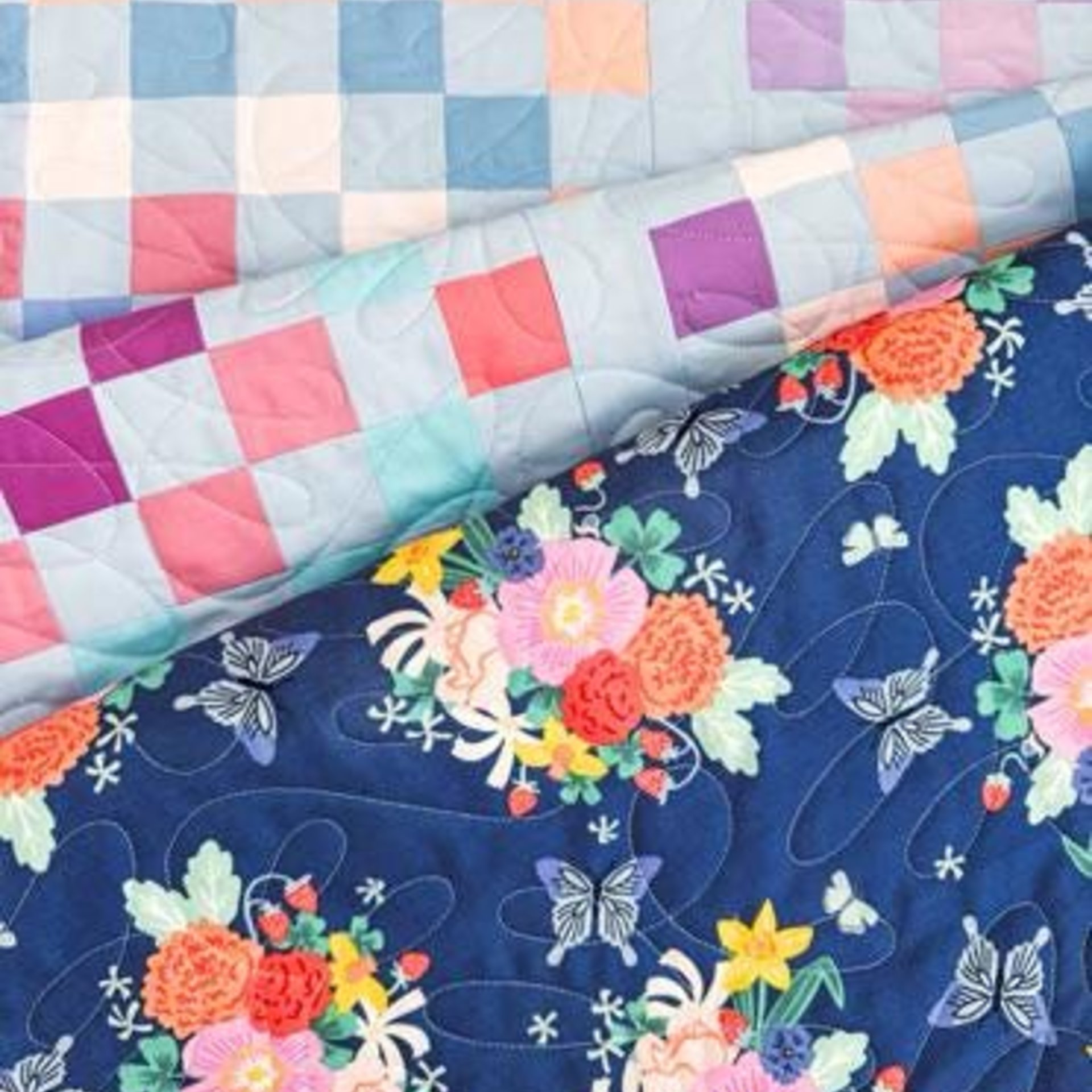 Handmade Quilt, Pretty Spring Colors, Fresh Modern Patchwork Gift, Large Throw Quilt, 55 X 72