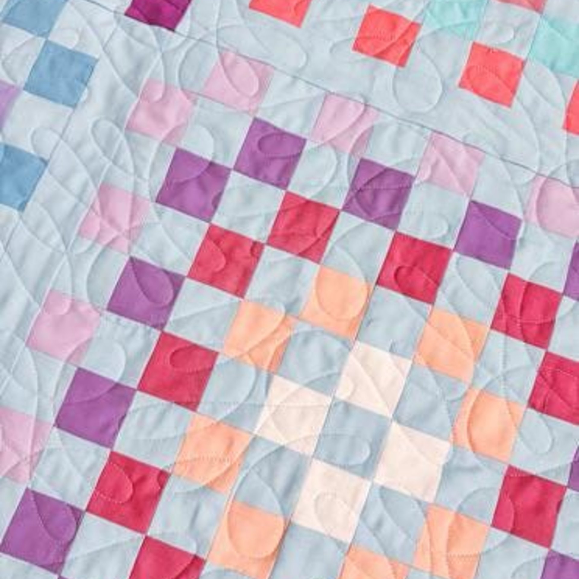 Handmade Quilt, Pretty Spring Colors, Fresh Modern Patchwork Gift, Large Throw Quilt, 55 X 72