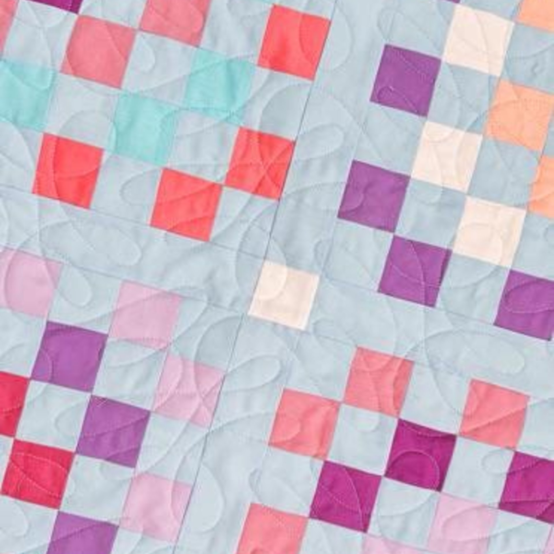 Handmade Quilt, Pretty Spring Colors, Fresh Modern Patchwork Gift, Large Throw Quilt, 55 X 72