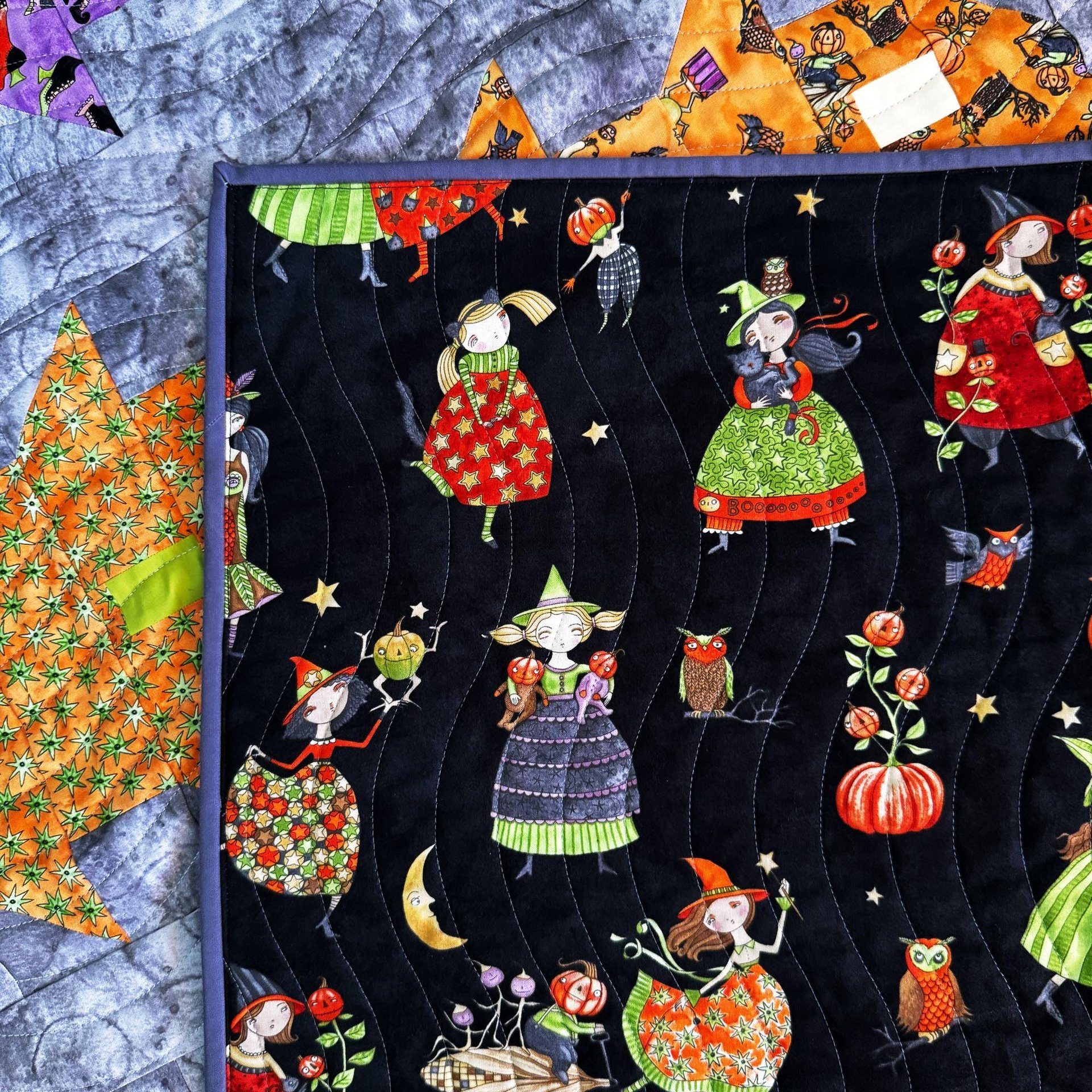 Handmade Quilt, Halloween, Modern Ghost Throw, Spooky Fall Decor, 62 X 64