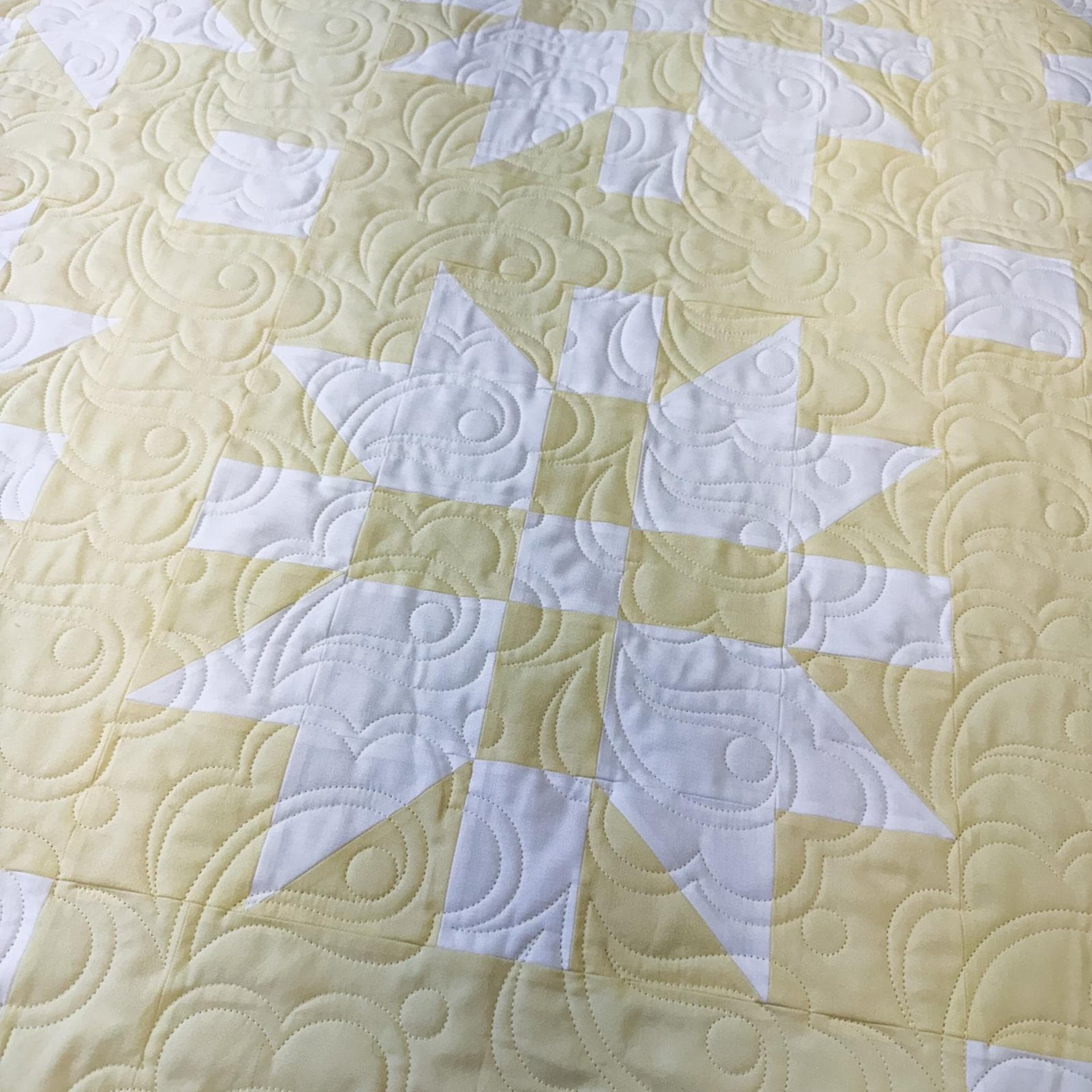 Handmade Yellow and White Two-Color Patchwork Quilt, 54 X 71
