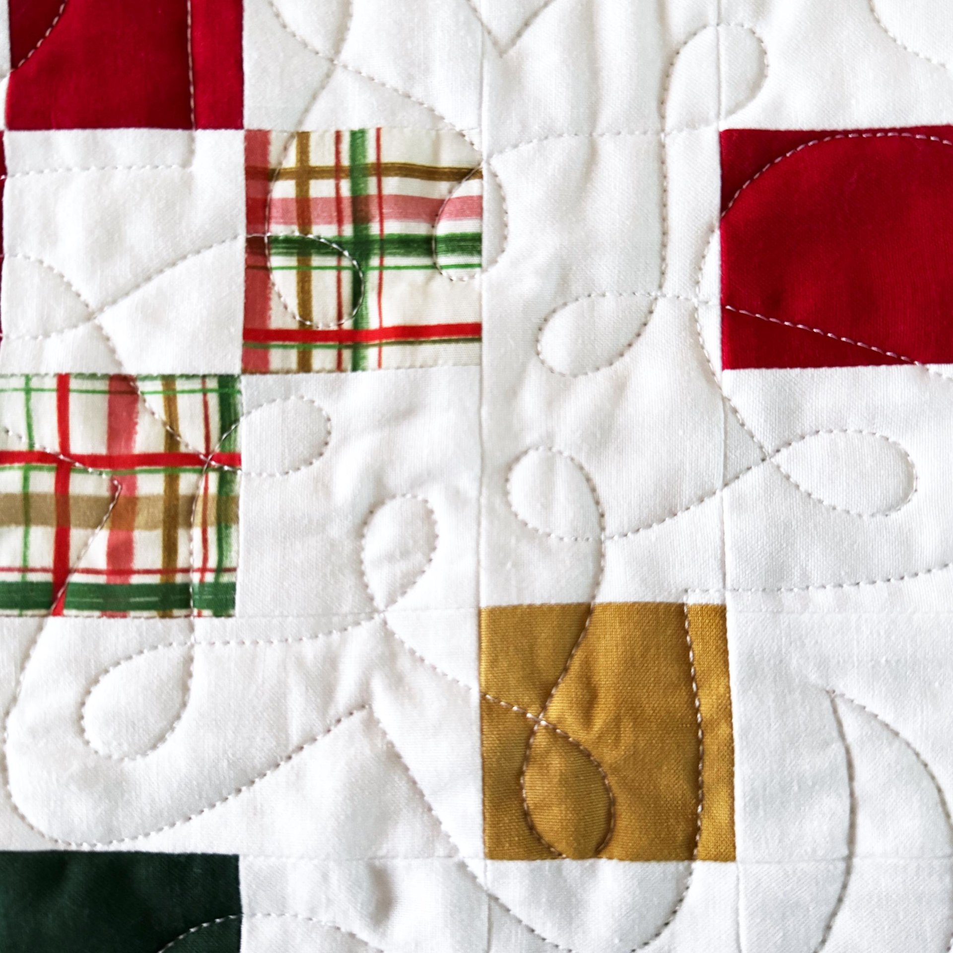 Handmade Christmas Quilt, Christmas Holiday Colors, Large Throw, 55 X 72